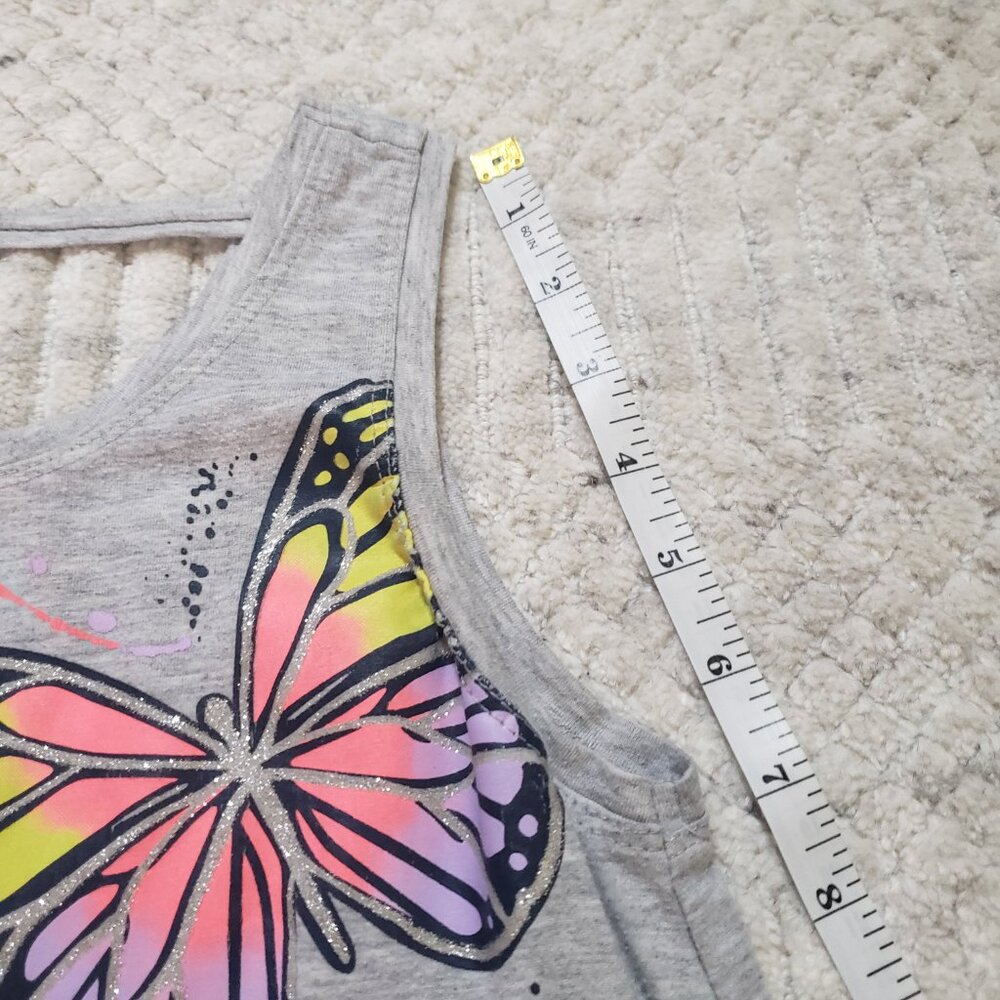 Wonder Nation Girls Gray With Butterflies Tank Top Size Large 10-12 - Picture 4 of 11